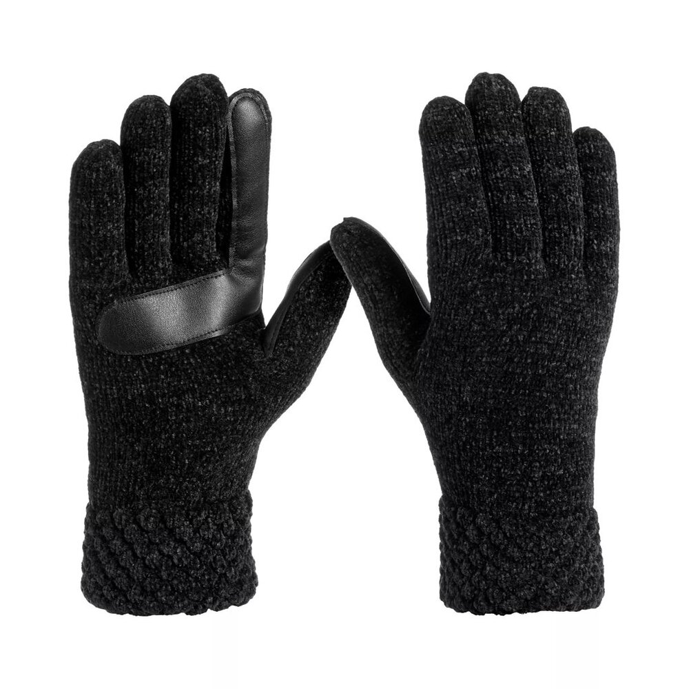 Isotoner Signature Womens Chenille Cable Knit Gloves Black Size OS NWT